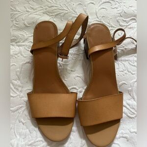 J Crew Ankle Strap Camel Heeled Sandal